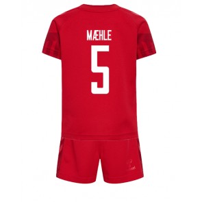 Danmark Joakim Maehle #5 kläder Barn VM 2022 Hemmatröja Kortärmad (+ korta byxor)